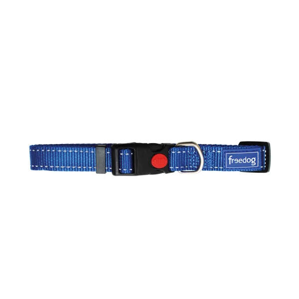 FREEDOG COLLIER CHIEN NYLON REFLECT BLEU 20MMX35/60CM