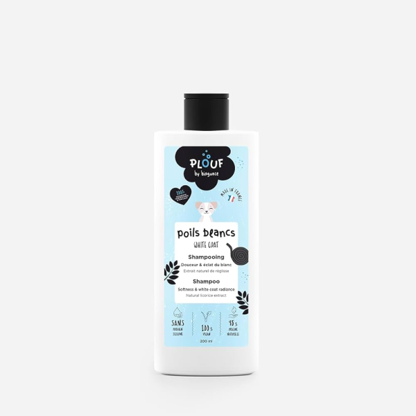 PLOUF - SHAMPOOING POILS BLANCS POUR CHIEN 200ML.