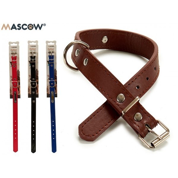MASCOW - COLLIER CUIR SURPIQUÉ AVEC PLAQUE POUR CHIEN DE GRANDE TAILLE .