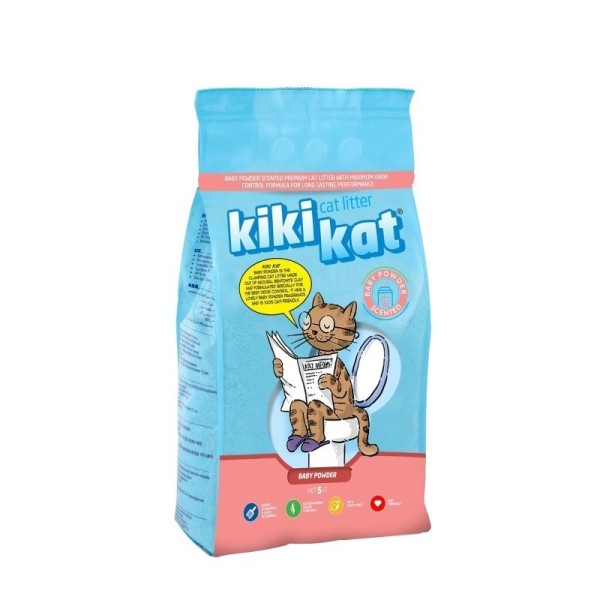 KIKIKAT 5L, LITIÈRE POUR CHATS AU PARFUM BABY POWDER