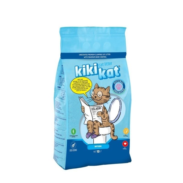 KIKIKAT 10L, LITIÈRE NATURELLE SANS PARFUM POUR CHAT