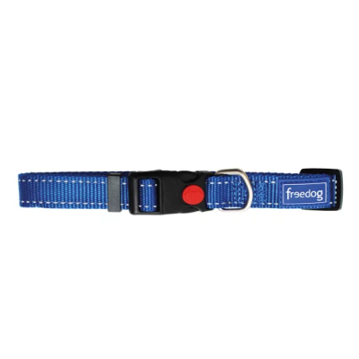 FREEDOG COLLIER CHIEN NYLON REFLECT BLEU 20MMX35/60CM