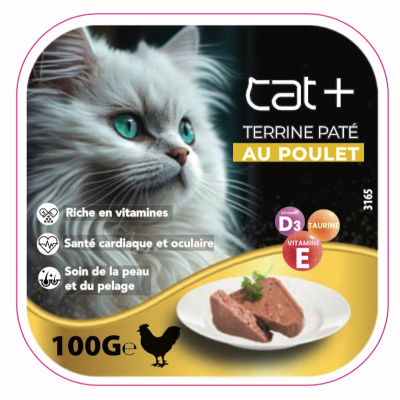 CAT+ PÂTÉ EN BARQUETTE AU POULET 100G