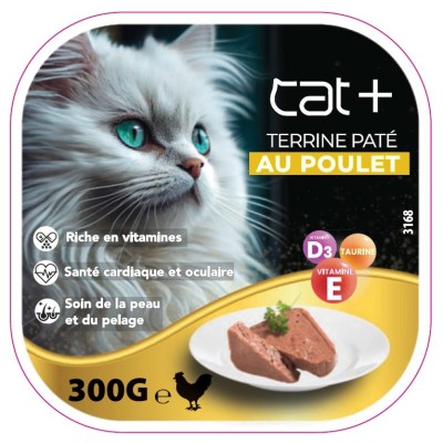 CAT+ PÂTÉ EN BARQUETTE AU POULET 300G