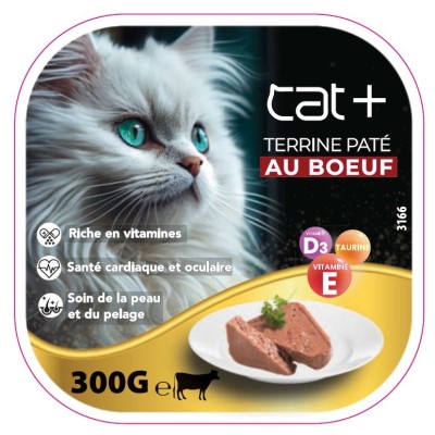 CAT+  PÂTÉ EN BARQUETTE AU BOEUF 300G