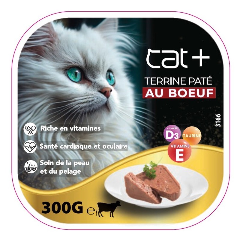 CAT+ PÂTÉ EN BARQUETTE AU BOEUF 300G