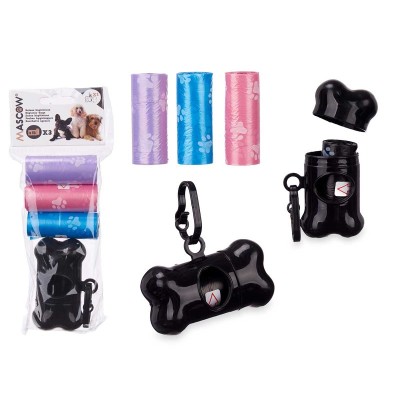 MASCOW - SET 3 ROLLOS BOLSA MASCOTA DISPENSADOR 15 UDS