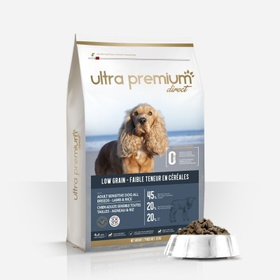 CROQUETTE POUR CHIEN SENSIBLE TOUTES TAILLES  AGNEAU+RIZ - 12 KG