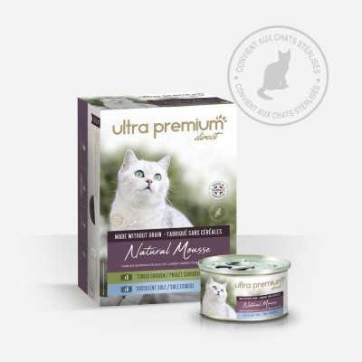 MOUSSE GOUT POULET ET SOLE POUR CHAT ADULTE 85 GR