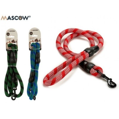 MASCOW - LAISSE EN CORDE TRESSÉE AVEC RAYURES POUR CHIEN DE GRANDE TAILLE 120CM.