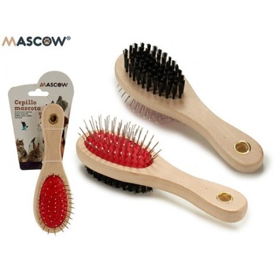 MASCOW - BROSSE DOUBLE FACE MEDIUM BEIGE POUR CHAT ET CHIEN.