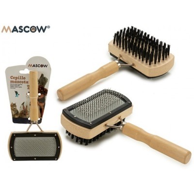 MASCOW - BROSSE DOUBLE FACE CARRÉ BEIGE POUR CHAT ET CHIEN.