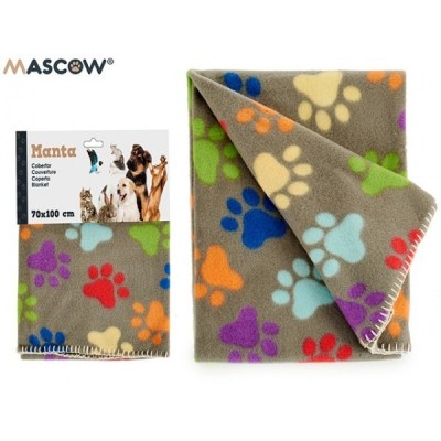 COUVERTURE MASCOTE EMPREINTES GRIS/COULEURS DIMENSIONS 100 X 70